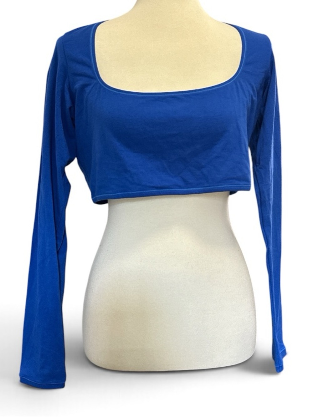 SKIMS Cotton Jersey Long Sleeve Super Crop Tee Cobalt #761